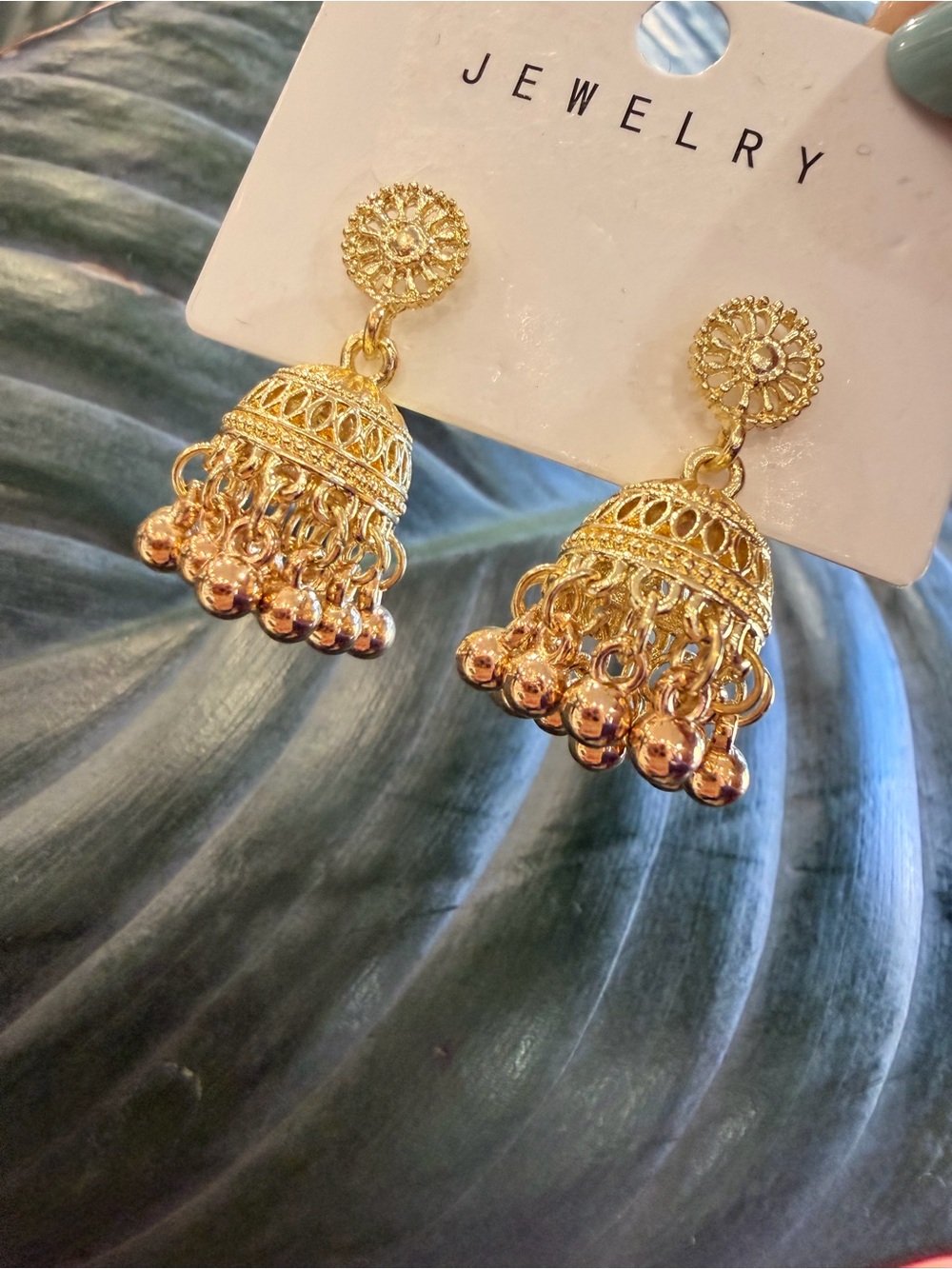Gold Jhumka Dangle Earrings